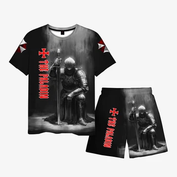 Летняя Модная Мужская футболка с 3D принтом Templar в стиле Харадзюку, Мужская футболка с коротким рукавом, Спортивная одежда для фитнеса