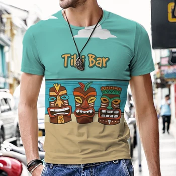 Летняя Мужская футболка Свободного Кроя в местном стиле с 3D-печатью Harajuku, Повседневные удобные Шорты, Мужская мода для плавания, крутые