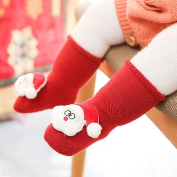 Милые детские носки, зимние рождественские носки для мальчиков и девочек, милые нескользящие утолщенные теплые хлопковые носки для пола на Новый Год