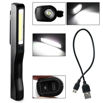 Мини Перезаряжаемый COB светодиодный рабочий светильник магнитный USB Зажим для ручки Ручной фонарик Рабочий инспекционный светильник для кемпинга Ночного Треккинга