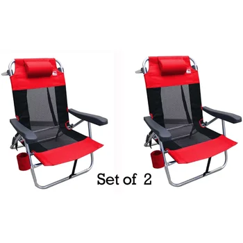 Многопозиционный Плоский складной сетчатый сверхлегкий пляжный стул (2 упаковки)