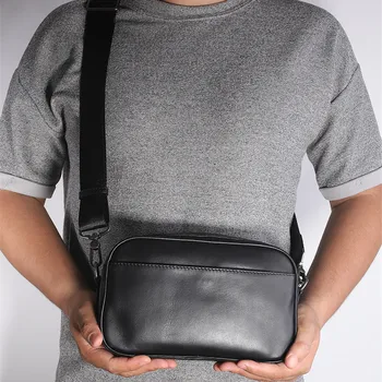 Модная дизайнерская сумка из воловьей кожи первого слоя, мужская деловая черная сумка-мессенджер, повседневная сумка на выходные из натуральной воловьей кожи, сумка-мессенджер на плечо