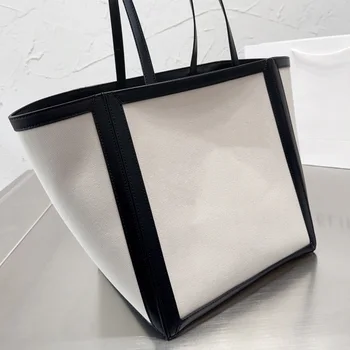 Модная классическая вязаная холщовая простая сумка-тоут на плечо, Большая вместительная сумка для мамы, Повседневная высококачественная сумка контрастного цвета