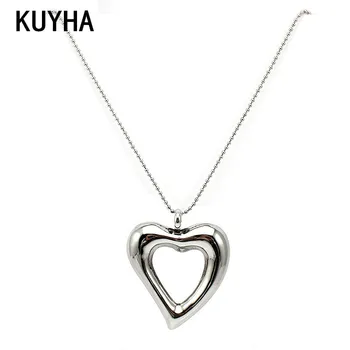 Модное ожерелье в форме сердца с цепочкой для дам, Ювелирные изделия из ожерелья из нержавеющей стали для девочек