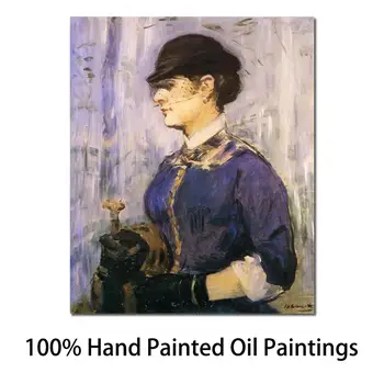 Молодая женщина в круглой шляпе Картины Эдуарда Мане Искусство Портрета Высококачественная ручная роспись
