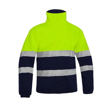 Мужская двухцветная светоотражающая флисовая куртка с высокой видимостью, защитная куртка, теплая рабочая одежда