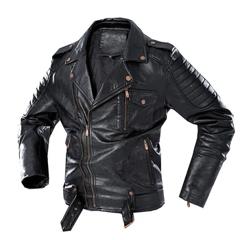 Мужская модная мотоциклетная куртка Nice Pop, Мужская винтажная байкерская кожаная куртка, пальто, зимняя флисовая Повседневная Верхняя одежда из искусственной кожи