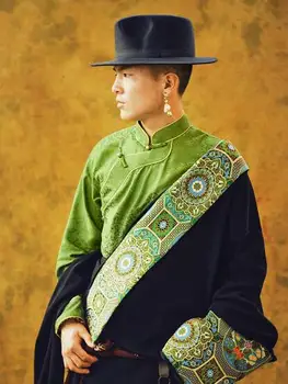 Мужская тибетская ретро рубашка в китайском стиле, костюм Танг, Чайная Одежда Художника