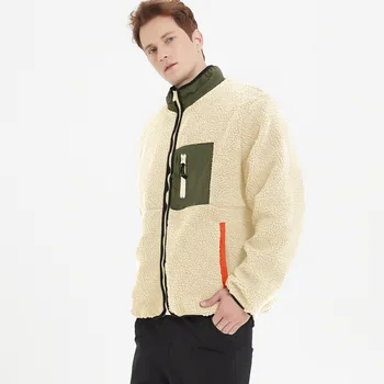 Мужская флисовая теплая куртка, осенне-зимний толстый кардиган, 2023 Новое повседневное пальто, Брендовая одежда, Модная верхняя одежда, куртка из овечьего плюша