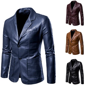 Мужские куртки, Осенне-зимнее теплое пальто, Модный мужской Блейзер, Кожаная куртка, Мотоцикл