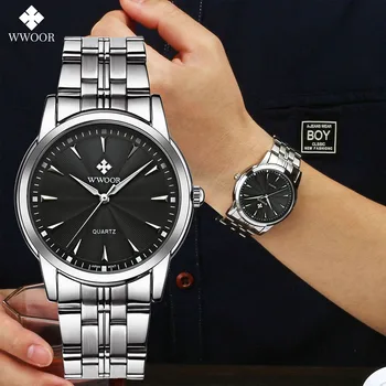 Мужские часы WWOOR, водонепроницаемые Спортивные мужские часы, лучший бренд класса Люкс, Кварцевые часы, деловые наручные часы, мужские Relogio Masculino