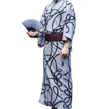 Мужское Японское Самурайское Кимоно с Оби Традиционный Классический Халат Jinbei Haori для Фотосъемки в путешествиях, Костюм для Косплея Сакуры