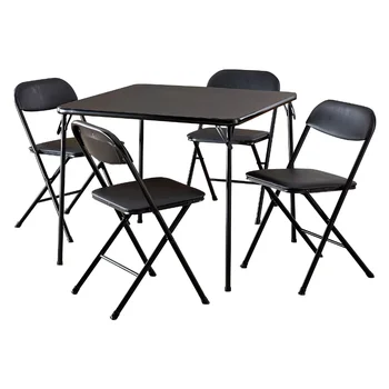 Набор карточных столов из 5 предметов, черные учебные стулья для студентов