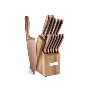 Набор столовых приборов Cambridge Silversmiths Rame Copper из 12 предметов, набор кухонных ножей, держатель для ножей