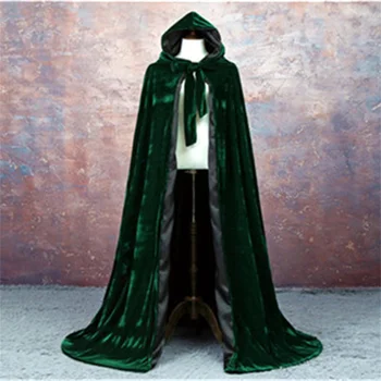 Накидка с капюшоном для взрослых, Бархатный плащ на Хэллоуин, средневековый костюм ведьмы, Викка, платье вампира на Хэллоуин, пальто