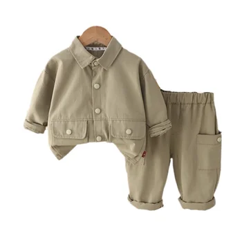 Новая весенне-осенняя одежда для маленьких мальчиков, костюм, Детская одежда, Куртка для младенцев, Брюки, 2 шт./компл., повседневный костюм для малышей, детская спортивная одежда
