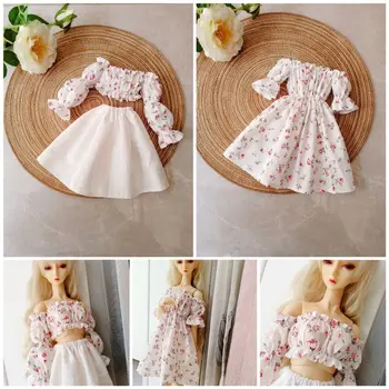 Новая Кукольная одежда 60 см для 1/3 Куклы Bjd, платье с цветочным рисунком, Топ с Пузырчатыми рукавами, Игрушки для девочек 