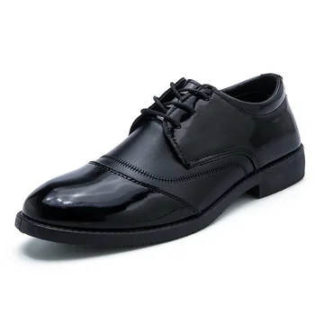 Новая мужская повседневная обувь, модные бальные туфли на платформе со шнуровкой, квадратный каблук, лакированная деловая обувь с круглым носком, мужские лоферы