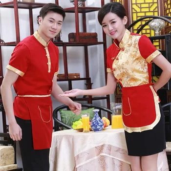 Новая рабочая одежда для отеля Dingheng, Летняя одежда Для официанта в китайском ресторане, Рабочая одежда для мужчин и женщин с коротким рукавом, коврик