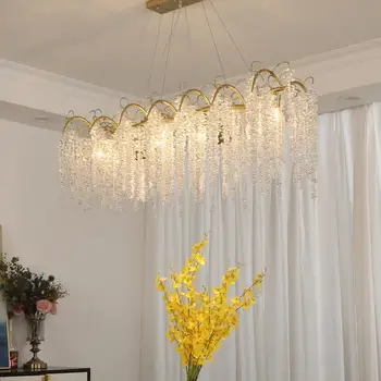 Новая хрустальная люстра филиалы столовая роскошная декоративная лампа с кисточками дизайн островное освещение