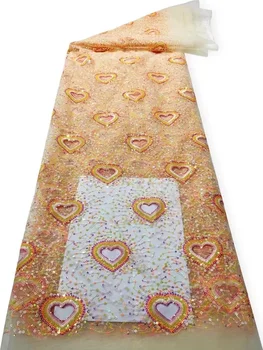 Новейшая африканская кружевная ткань с блестками 2023, Высококачественная вышивка, Нигерийская Французская Сетчатая Кружевная ткань для Свадьбы, Материал