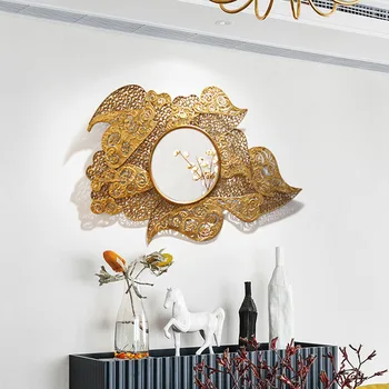 Новое китайское ретро Металлическое Входное зеркало, Настенное украшение, Подвесной фон для гостиной, Трехмерная Креативная семья