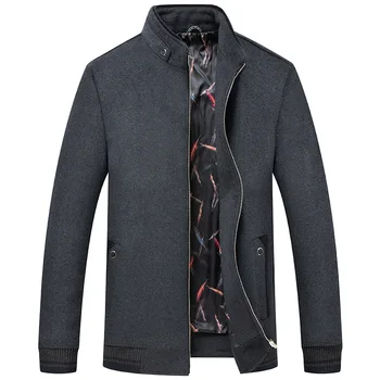 Новое Осенне-зимнее мужское шерстяное пальто, Модный тренч, Мужское повседневное пальто на молнии, шерстяное пальто со стоячим воротником, мужские куртки
