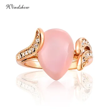 Новое Розовое золото, Цветное крыло, Кристалл, Розовые кольца с каплевидным кошачьим глазом для женщин, вечерние ювелирные изделия, Обручальное кольцо Bague