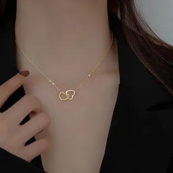 Новые два ожерелья в форме сердца, женское колье изысканной геометрической формы, подарок на день рождения для дам, модные ювелирные изделия