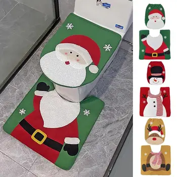 Новые милые рождественские чехлы для сидений унитаза, Креативный коврик для ванной Санта-Клауса, Рождественские принадлежности для дома, Новогоднее украшение для подарков Navidad