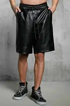 Новые мужские кожаные Шорты Из натуральной мягкой овечьей кожи Спортивные Повседневные брюки для Спортзала ZL01