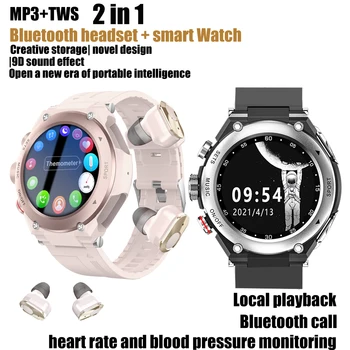 Новые Смарт-часы T92 с наушниками 2 в 1, фитнес-трекер, Музыкальный браслет с динамиком, пульсометр, Спортивные смарт-часы