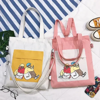 Новые Холщовые сумки Ins с рисунком для девочек, Маленькая сумка через плечо в Японском стиле, сумки для покупок, Эко-Студенческая сумка Ins