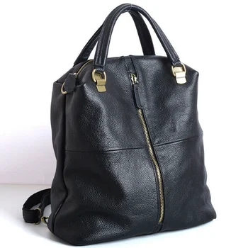 Новый дизайнерский женский рюкзак из воловьей кожи, женская сумка через плечо, Черные кожаные сумки, дорожная сумка