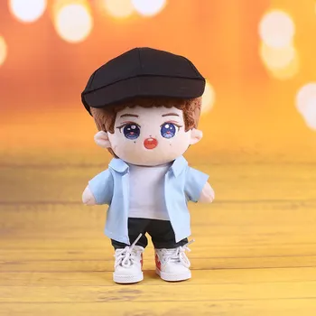 Новый комплект из пяти предметов, одежда для куклы star idol 20 см, небесно-голубой жилет и бейсболка для плюшевой куклы DIY 20 см, игрушка