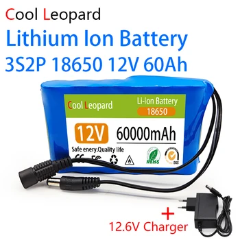 Новый портативный 18650 3S2P 12V 60Ah, перезаряжаемый литий-ионный аккумулятор, для электронных типов, Светодиодный светильник, резервное питание и т. Д
