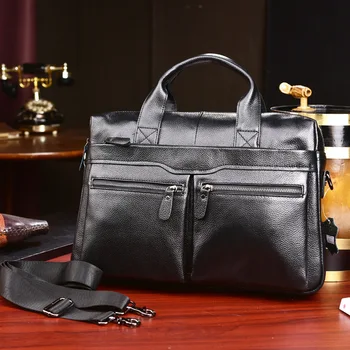 Новый роскошный Деловой мужской портфель из коровьей натуральной кожи, Мужской портфель, сумка через плечо, Мужская сумка-мессенджер, сумка для компьютера