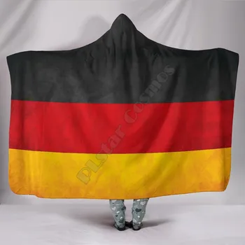 Носимое одеяло с 3D принтом немецкого Флага Для взрослых и детей Различных типов, Одеяло с капюшоном, Флисовое одеяло 02