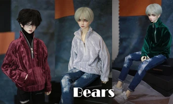 Одежда для куклы BJD подходит для размера 1/3 1/4 дяди, бархатный воротник-стойка, уличный свитер с рукавами реглан на молнии, аксессуары для куклы