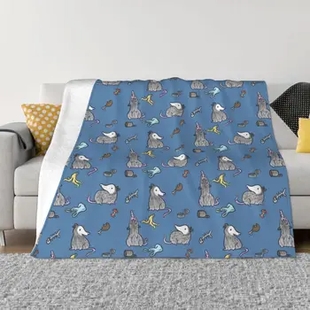 Одеяло для вечеринки в стиле Опоссума из кораллового флиса с плюшевым принтом животных, Портативное ультрамягкое одеяло для домашнего офиса, покрывала
