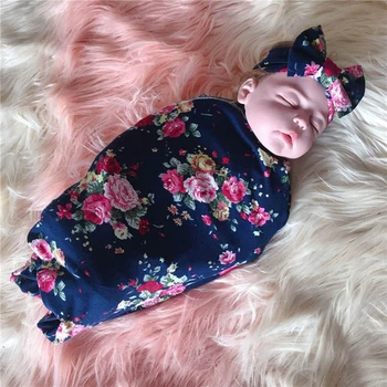 Одеяло для новорожденного, повязка на голову, Набор для пеленания с цветочным рисунком, Аксессуары для Волос XXFE