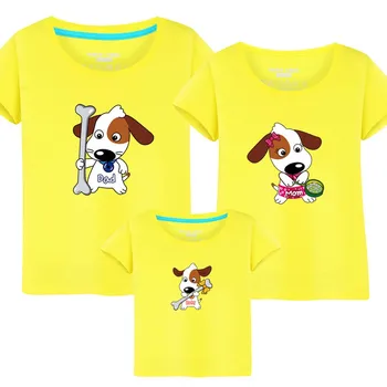 Одинаковые комплекты для семьи, одинаковые комплекты для семьи, футболка для мамы, папы, малыша с мультяшной собакой, футболки, семейная одежда, детские футболки