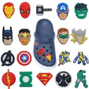 Одиночная распродажа, 1 шт., подвески для обуви с Супергероями Marvel, Аксессуары из ПВХ, Украшение для обуви 