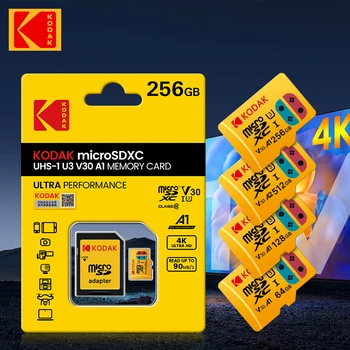 Оригинальная карта Kodak U3 Micro SD Card 512GB SDHC 128GB 256GB SDXC Class 10 V30 Игровые карты флэш-памяти Microsd TF Card с SD-адаптером