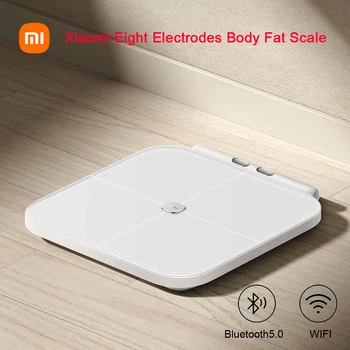 Оригинальные весы Xiaomi с восемью электродами, Двухдиапазонное определение частоты сердечных сокращений, Wi-Fi, Bluetooth 5.0, Дистанционное управление, 150 кг Макс.