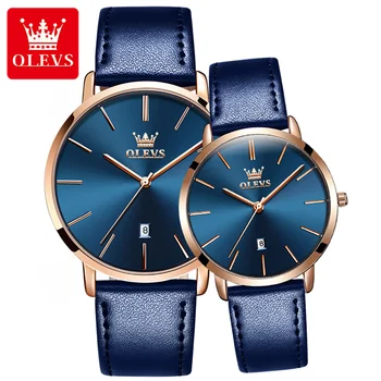 Оригинальные часы для пары OLEVS, наборы его и ее часов, Водонепроницаемые наручные часы для влюбленных, подарки для мужчин и женщин, кварцевые часы 2023