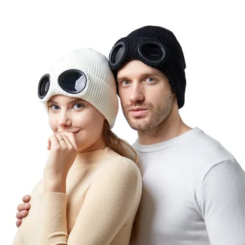 Осенне-зимние всепогодные очки для мужчин и женщин с флисовой лыжной теплой шерстяной вязаной шапочкой