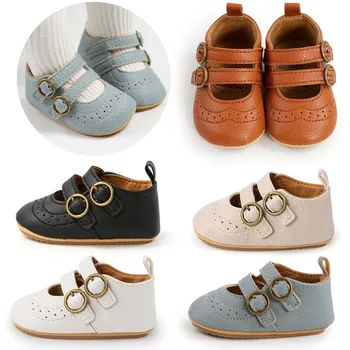 Осенняя Детская мода 2021 года; Детская Обувь Принцессы на плоской подошве в стиле ретро; Элегантные Кожаные Туфли для Маленьких Девочек; Коллекция 2021 года