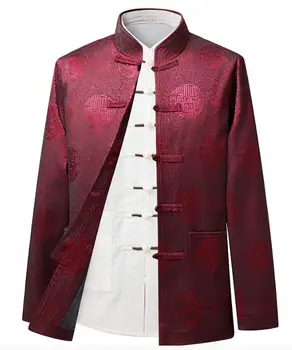 Осенняя мужская куртка эпохи Тан, традиционное китайское пальто кунг-фу, винтажное пальто для пожилых людей