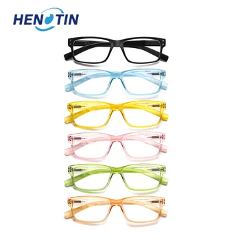 Очки для чтения в прямоугольной оправе Henotin, металлические шарниры, мужские и женские очки высокой четкости + 0--+600